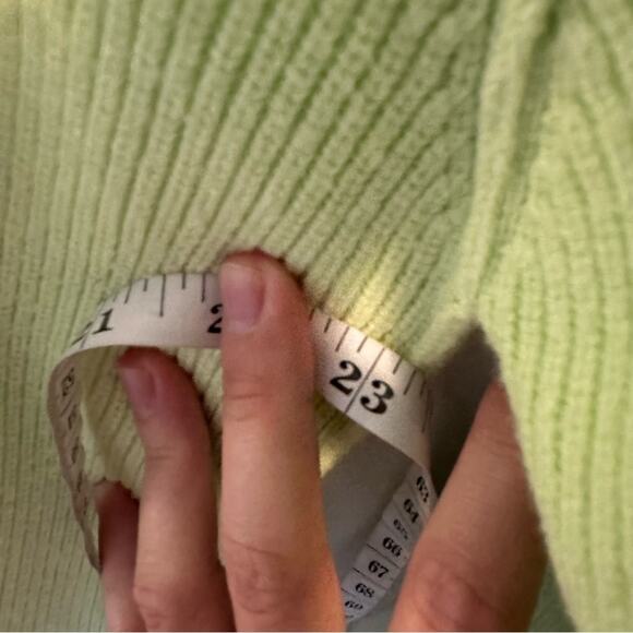 Free People Bright Lime Green Turtleneck Sweater Medium - Picture 6 of 14